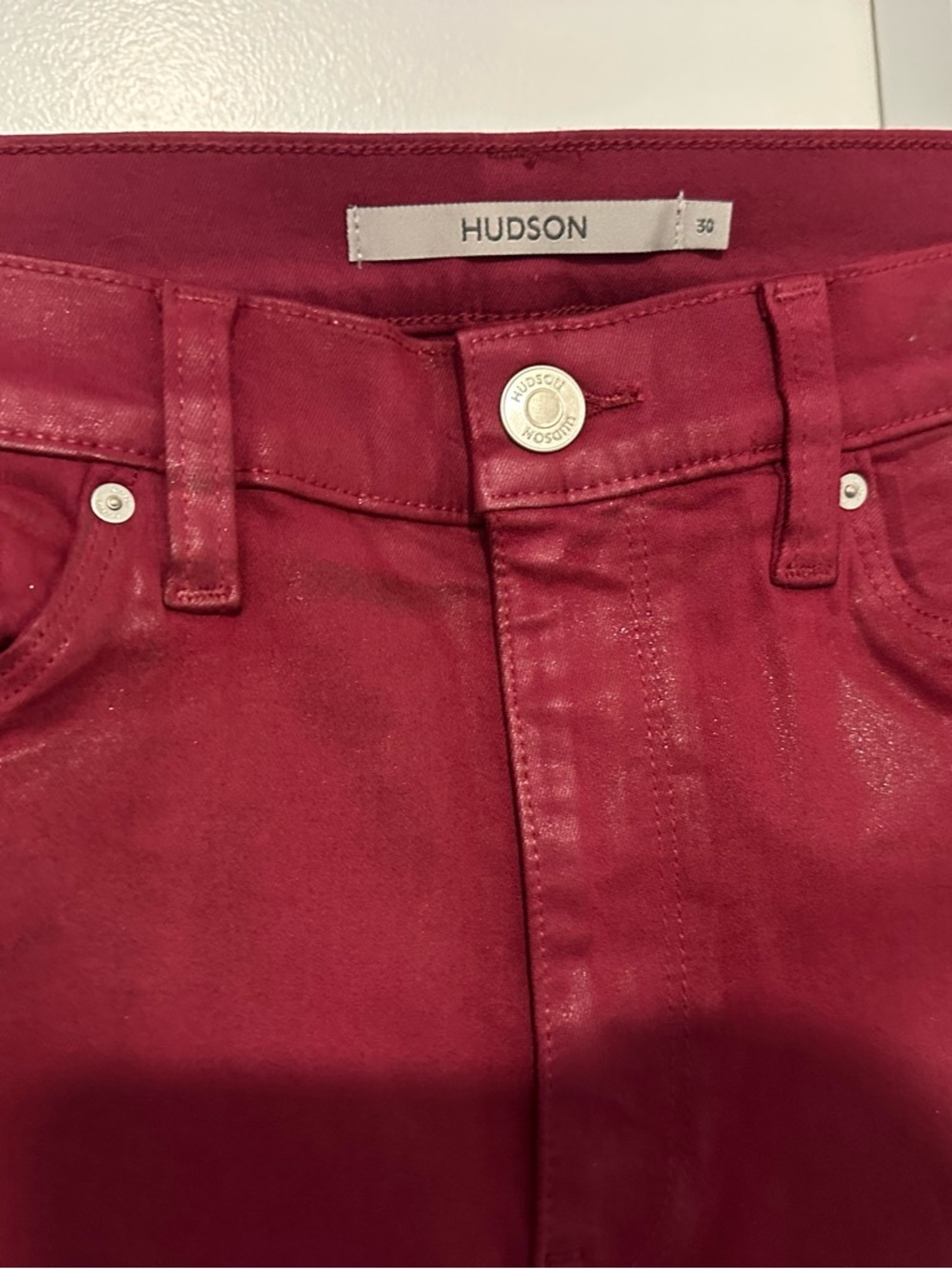 Hudson Jeans High-Rise Coated Ruby Red Women’s Jeans